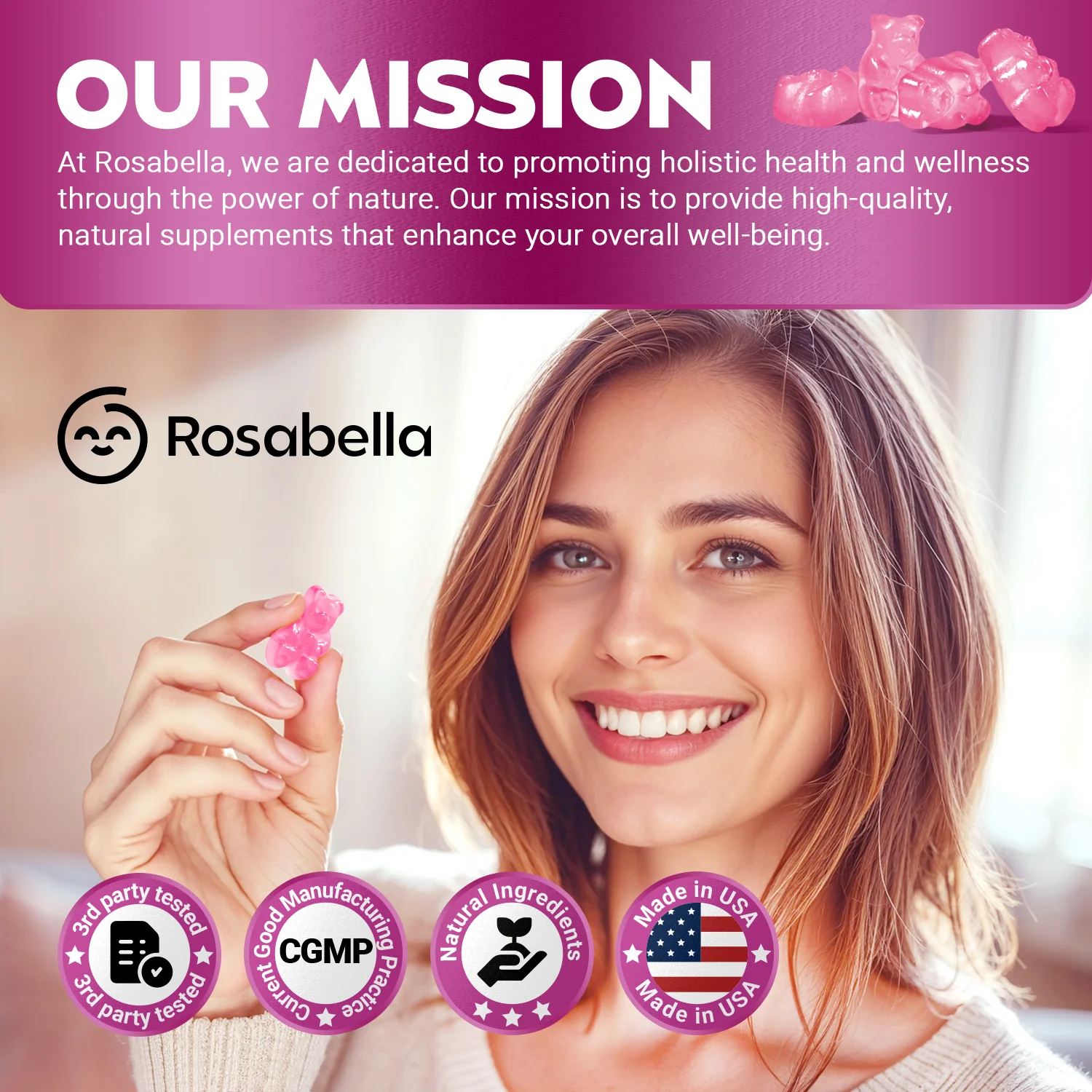 Rosabella Biotin Gummies (5000mg) for Hair, Skin & Nails Growth BOGO Sub - Image 5