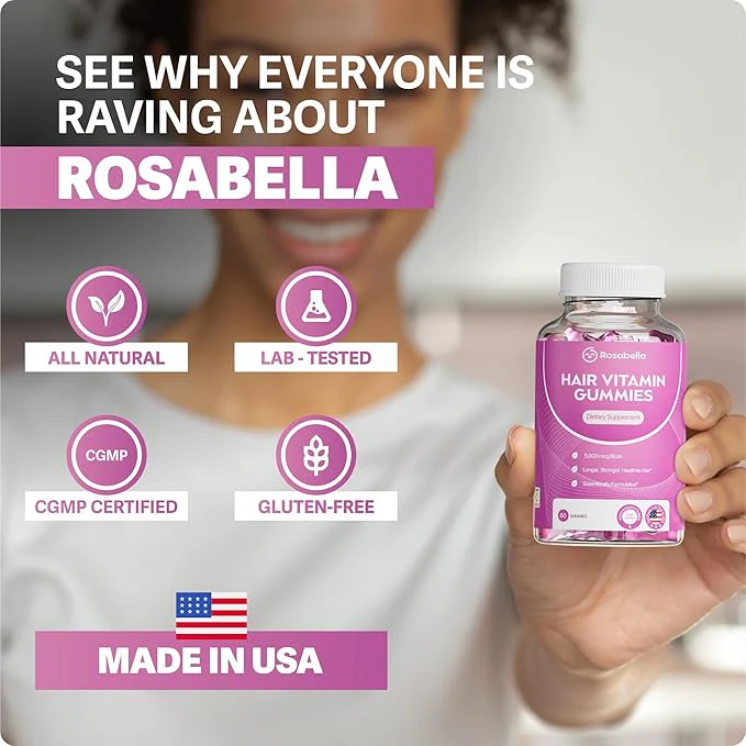Rosabella Biotin Gummies (5000mg) for Hair, Skin & Nails Growth BOGO Sub - Image 7
