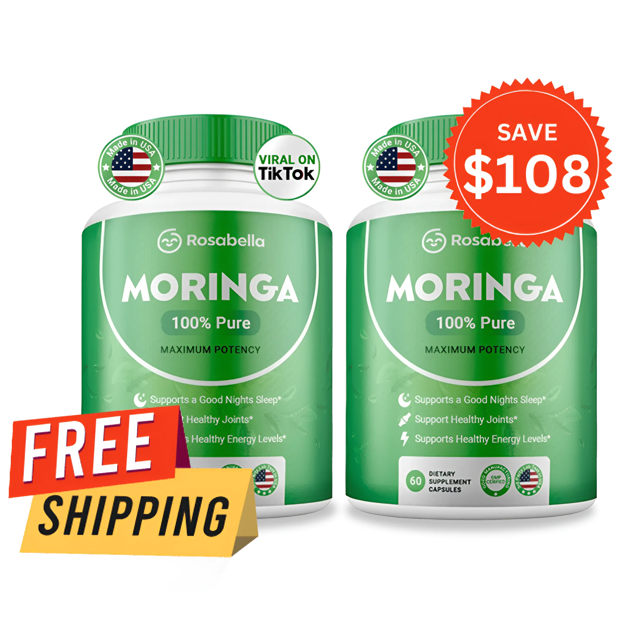 Rosabella Moringa Powder Capsule – 2x Bottle One Time Offer