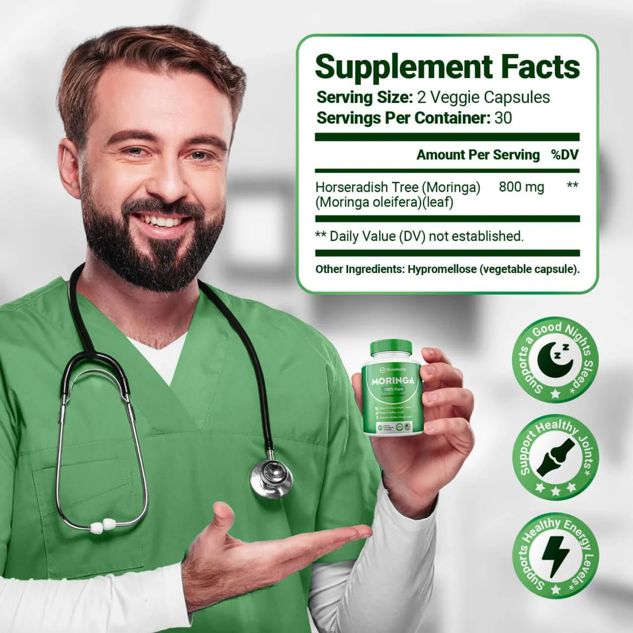 Rosabella Moringa Powder Capsules - Image 3
